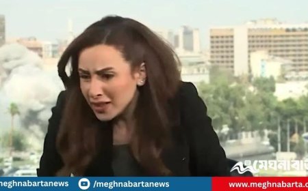 সিরিয়ায় টিভি ভবনে ইসরায়েলি হামলা, দৌড়ে পালালেন উপস্থাপিকা