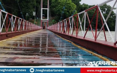 বাড়ছে কাপ্তাই হ্রদের পানি, একটু একটু করে ডুবছে ঝুলন্ত সেতু