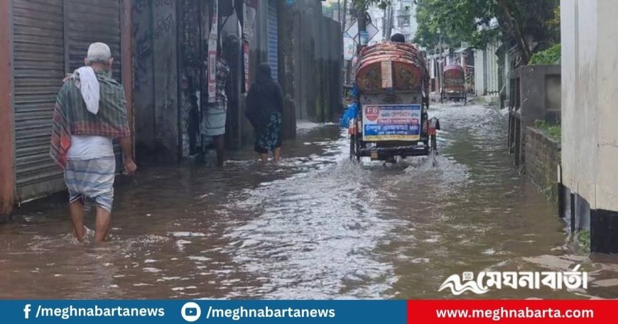 চাঁদপুরে টানা বৃষ্টিতে বেড়েছে জলাবদ্ধতা ও জনদুর্ভোগ