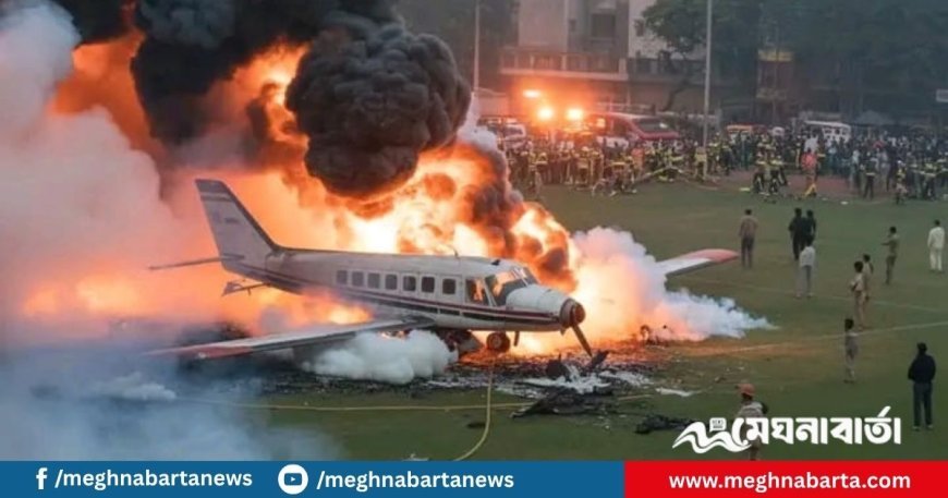 রাজধানীর উত্তরায় প্রশিক্ষণ বিমান বিধ্বস্ত