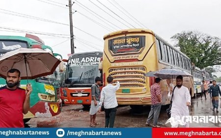 সুনামগঞ্জে তিন দফা দাবিতে পরিবহন ধর্মঘটে বাস চলাচল বন্ধ, ভোগান্তি