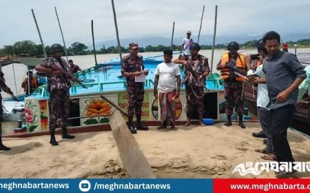 সুনামগঞ্জে বালু-পাথর লুট ঠেকাতে বিজিবির অভিযান