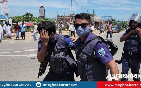 অবৈধ দখলদারদের ছোঁড়া ইটের আঘাতে পুলিশ সদস্য আহত, আটক ৩