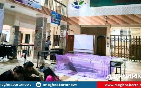 অনশনরত শিক্ষার্থীদের পাশে মশারি টানিয়ে রাত কাটালেন ববি উপাচার্য