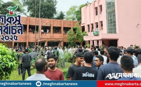 জাকসুর ফল দ্রুত প্রকাশের দাবিতে সিনেট ভবনের সামনে শিক্ষার্থীদের অবস্থান