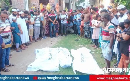মেঝেতে পড়ে ছিল দুই সন্তানের মরদেহ, খাটের ওপর মায়ের
