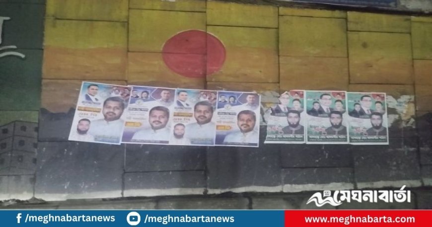 জুলাই গ্রাফিতির ওপর বিএনপি নেতার পোস্টার, শিক্ষার্থীদের ক্ষোভ