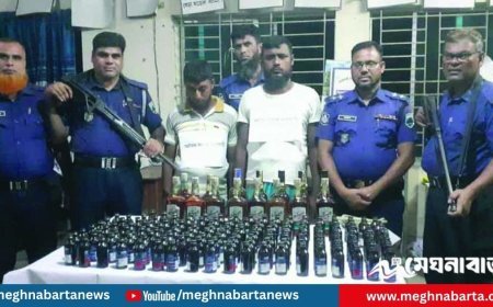 পাথরভর্তি ট্রাকে বিদেশি মদ ও ফেনসিডিল, চালকসহ আটক ২