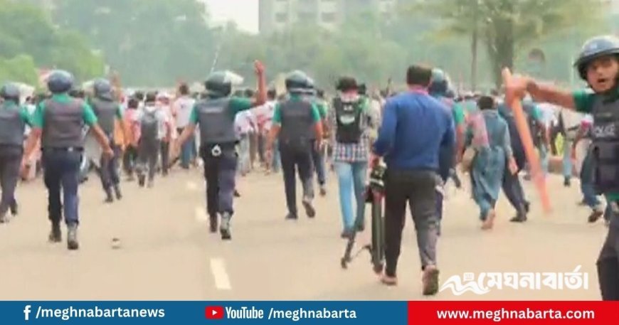 সংসদ ভবনে জুলাই যোদ্ধাদের সঙ্গে পুলিশের ধাওয়া-পাল্টা ধাওয়া