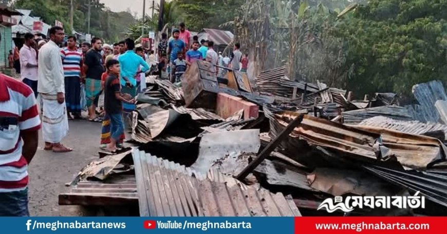 লক্ষ্মীপুরের রামগতিতে ভয়াবহ অগ্নিকাণ্ডে পুড়ল ১০ দোকান, ক্ষতি অর্ধকোটি টাকার