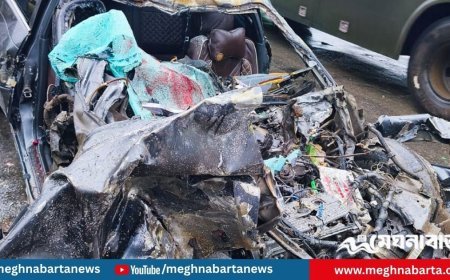 বাস-প্রাইভেটকার মুখোমুখি সংঘর্ষে বাবা ও মেয়ে নিহত