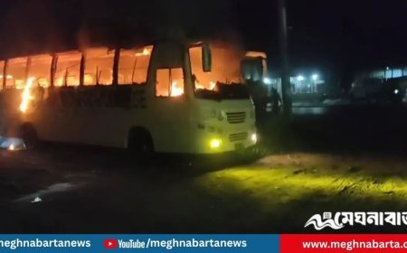 পাম্পে দাঁড়িয়ে থাকা স্কুলবাসে আগুন