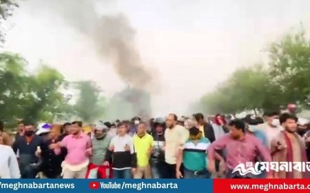 পদ্মা সেতুর জাজিরা প্রান্তে উত্তেজনা, ট্রাকে আগুন