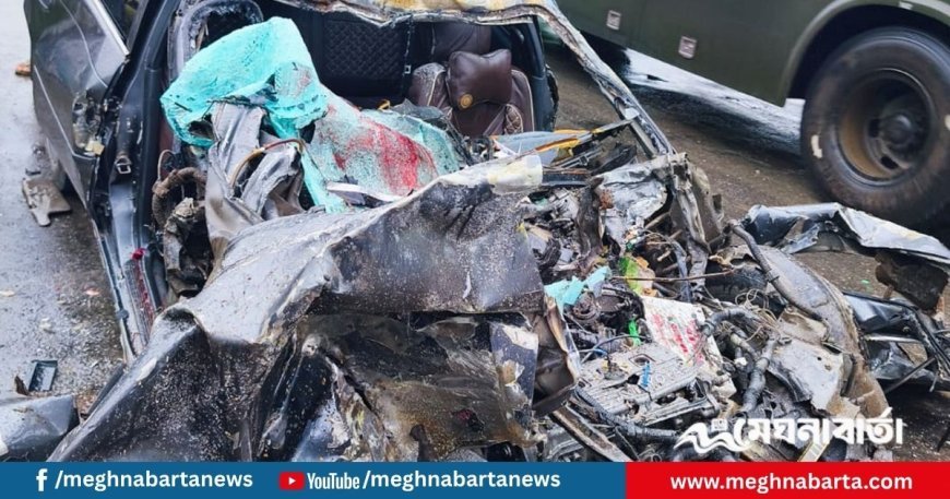 বাস-প্রাইভেটকার মুখোমুখি সংঘর্ষে বাবা ও মেয়ে নিহত