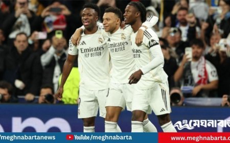 এমবাপ্পের জোড়া গোল, ভিনিসিয়ুসের নৈপুণ্যে মোনাকো বিধ্বস্ত