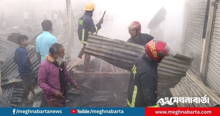 দাউদকান্দির গৌরীপুর বাজারে আগুনে পুড়ল ২৫ দোকান